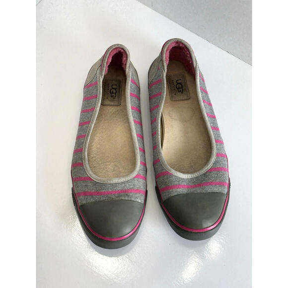 UGG Neema Women’s Size 10 Grey Pink Striped Ballet Flats Slip On Comfort Shoes - Picture 4 of 13